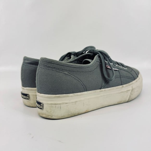 Superga Platform Sneakers Grey Lace Up - size 9 - Picture 6 of 16